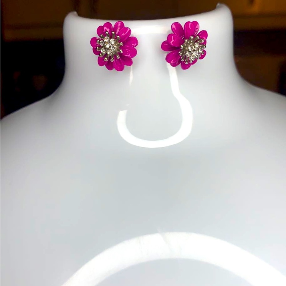 Pink flower earrings